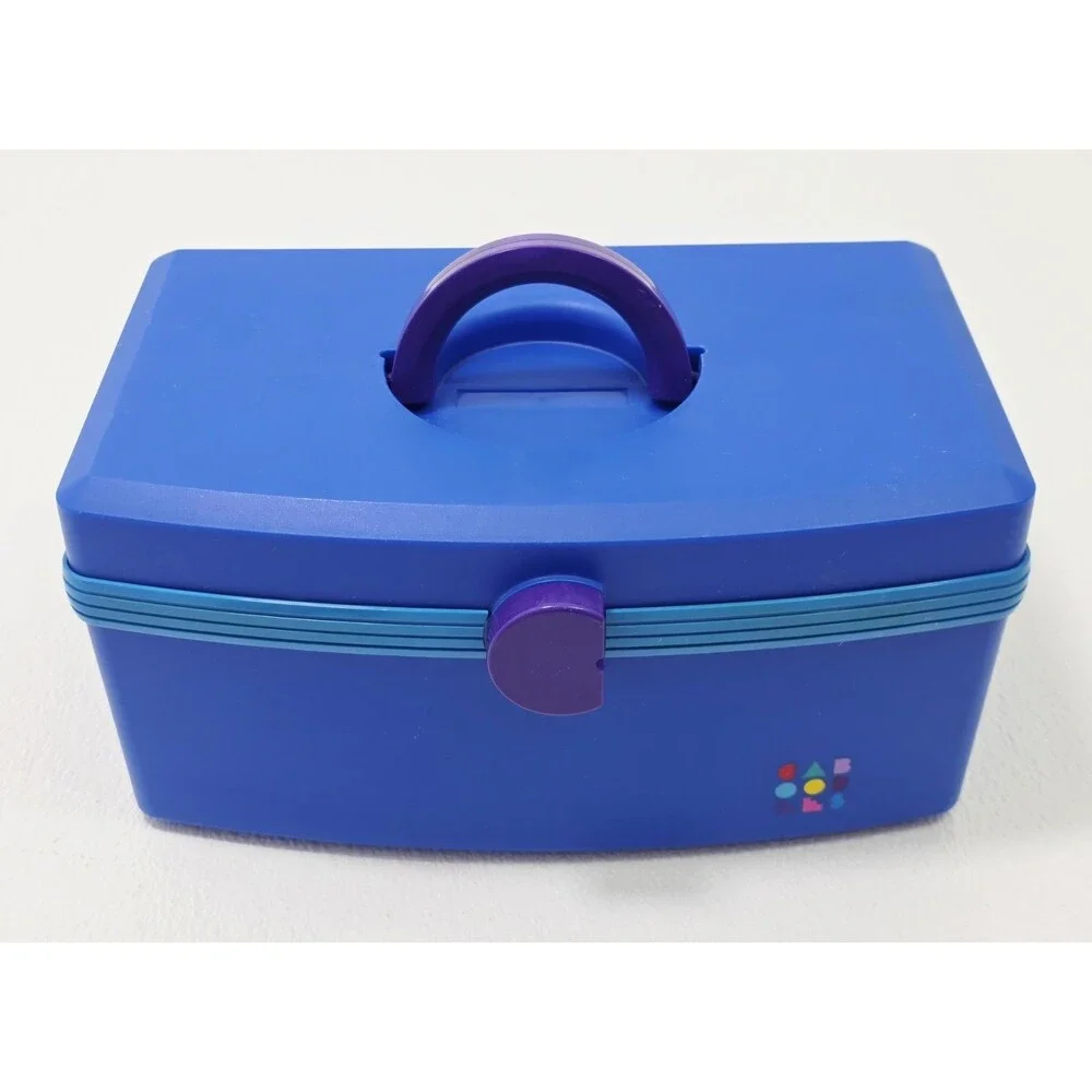 Vintage Caboodles Cosmetic Carry Case Organizer 2760 Blue Green Purple W/ Tray